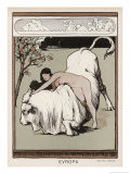 Europa Picking Flowers in a Meadow is Abducted by Zeus in the Form of a Bull and Taken to Crete Giclee Print by Adolf Munzer