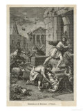 The Cities of Pompeii and Herculaneum are Destroyed by a Violent Eruption of the Volcano Giclee Print by Sanesi 