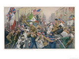 Jubilant Peace Celebrations in Piccadilly Circus London after the End of World War One Giclee Print by Franz Lesshaft