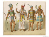 Various Egyptian Costumes: Kings in War and Ceremonial Costume Giclee Print by Albert Kretschmer