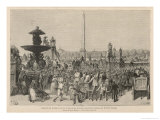 Victor Hugo Place de la Concorde Paris on the Day of the French Novelist's Funeral Giclee Print by Henri Meyer