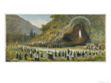 Bernadette Accompanied by a Sizeable Crowd Asks the Apparition Giclee Print by Hoffbauer 
