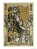 Saint Nicolas with Children, The Original Santa Claus Giclee Print by Heinrich Lefler