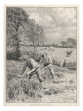 Mowing Clover Two Men with Scythes Reproduction procédé giclée par Gunning King
