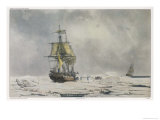 The Corvette "Astrolabe" Caught Among Icebergs in the Antarctic reproduction procédé giclée par Sabatier 