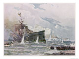 The Russian Cruiser Novik is Sunk by the Japanese Cruiser Tschitole Giclee Print by C. Schon
