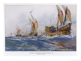 Eighth Crusade the Ships reproduction procédé giclée par Albert Sebille