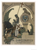 Saint George Praying after Slaying the Dragon Giclee Print by Heinrich Lefler