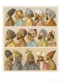 Asian Headwear Including Various Turbans Giclee Print by Racinet 
