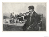 Thomas Alva Edison American Inventor Speaking into His Perfected Phonograph Reproduction procédé giclée par Navellier 