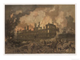 The Burning of the Hotel de la Ville Paris Destroyed by the Communards reproduction procédé giclée par Sabatier 