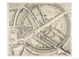 Beautifully Drawn Overhead Plan of the Stone Circles and Embankment Ditches at Avebury Giclee Print by Kirkall 