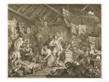 Strolling Players Rehearsing in a Barn reproduction procédé giclée par William Hogarth