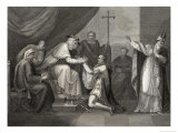 King John Offers His Crown Symbolic of the Kingdom to the Papal Legate Giclee Print by J. Rogers
