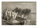 Mass Baptism of the Anabaptists in a River Reproduction procédé giclée par Jeanron 