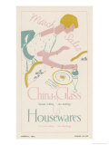 The American Store "Housewares" Invites You to Inspect Their Elegant China and Glass reproduction procédé giclée par George Illian