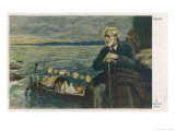 Giuseppe Verdi the Italian Opera Composer in Old Age with a Gondola on the Water in the Background Giclee Print by R. Konopa