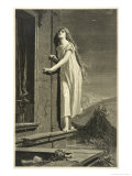 Girl in Her Nightie Walks on the Window-Ledge Giclee Print by Max Pirner