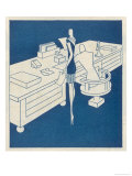 Secretary Stands Beside Her Boss Seated at a Desk Whose Size Indicates His Importance Giclee Print by Moller 
