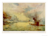 The Battle of Mobile Bay reproduction procédé giclée par E. Packbauer
