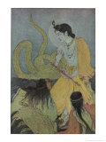 Krishna Defeats the 5 Headed Serpent Kaliya Giclee Print by Khitindra Nath Mazumdar