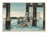 Japanese Boating Party, a Boatman Carries Two Ladies to an Island reproduction procédé giclée par Kuniyoshi 