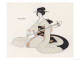 Japanese Musician Plays the Samisen Giclée-Druck von R. Halls