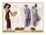 Badger Fur-Trimmed Tunic Skirt and Printed Fabric Stole Reproduction procédé giclée par Jacques Nam