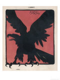 The Black Silhouette of an Eagle Against a Strong Red Background Giclée-Druck von Jacques Nam