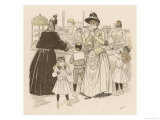 Women and Children Tucking into Eclairs and Other Tasty Cakes in a Parisian Patisserie Giclee Print by MARS (Maurice Bonvoisin) 