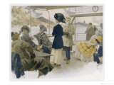 With Their Hats Secured to Their Heads by Scarves Sightseers Giclee Print by Rene Lelong