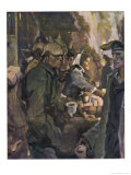 Jolly German Girl Offers Refreshments to German Troops at a Railway Station Giclee Print by Paul Rieth