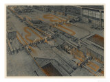 An Overhead View of the Rolling Mills at Longwy Steelworks in France Giclee Print by P. Grosjean