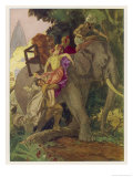 Le Tour du Monde En 80 Jours' Passepartout Lifts Aouda onto the Elephant Giclee Print by Auguste Leroux Le Tour du Monde En 80 Jours' Passepartout Lifts Aouda onto the Elephant Giclee Print by Auguste Leroux