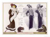 Full-Length Coats in Beaver Fur Trimmed in Otter Opossum or Ermine and a Long Fur Boa or Scarf Giclee Print by Jacques Nam