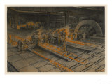 France Longwy Steelworks: The Rolling Mill with Workers in the Foreground Giclee Print by P. Grosjean