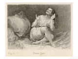 Mental Patient at la Salpetriere Sitting on Her Bed in Phase Gaie reproduction procédé giclée par Richer 