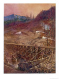 Building a Trestle Bridge Giclee Print by E.p. Kinsella
