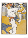 Colourful Depiction of Basque Pelota Players Giclee Print by Gose 