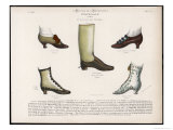 Selection of Victorian Shoes and Boots for Men and Women Giclée-tryk af La Moniteur Selection of Victorian Shoes and Boots for Men and Women Giclée-tryk af La Moniteur