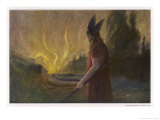 Wotans Abschied Wotan's Farewell to Brunnhilde reproduction procédé giclée par Hermann Hendrich