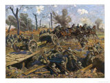 German Horse Artillery Moves Guns to New Positions Supported by Infantry Giclee Print by O. Merte