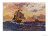 Vasco Da Gama's Ships off the Coast of Africa on Their Way to the Indies Giclée-Druck von O. Rosenvinge