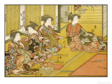 Japanese Ladies Practising Shooting with the Crossbow Indoors reproduction procédé giclée par Katsugawa Shunsho