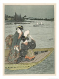 Japanese Ladies Boating Giclee Print by Hishigawa Moronobu