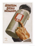 Raising a Seidel of Frothy Spaten-Brau Giclee Print by Ludwig Hohlwein