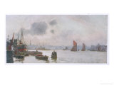 The Thames at Rotherhithe Giclee Print by Herbert Marshall