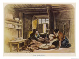 Two Women Use a Handmill to Grind Flour in a Scottish Cabin Giclee Print by Mclan