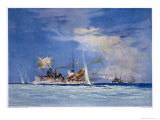 Hms Sydney Opens Fire on the German Cruiser Emden Giclee Print by Maurice Randall