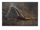 Zeppelins are Spotted by Destroyers on the Tyne Giclee Print by Donald Maxwell